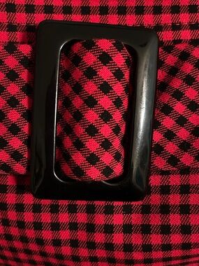 Zara Red and Black Gingham Skirt with Belt Detail